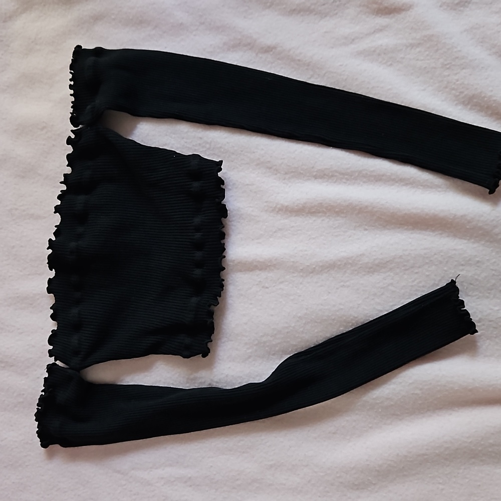 Fashion nova black crop top pants set